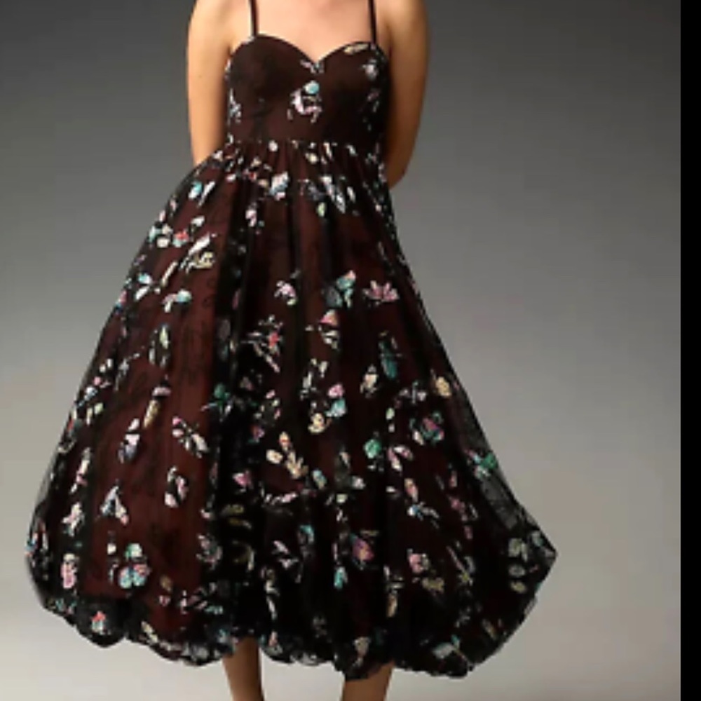 Geisha Designs Butterfly Appliqué Midi Dress Sz S NWT